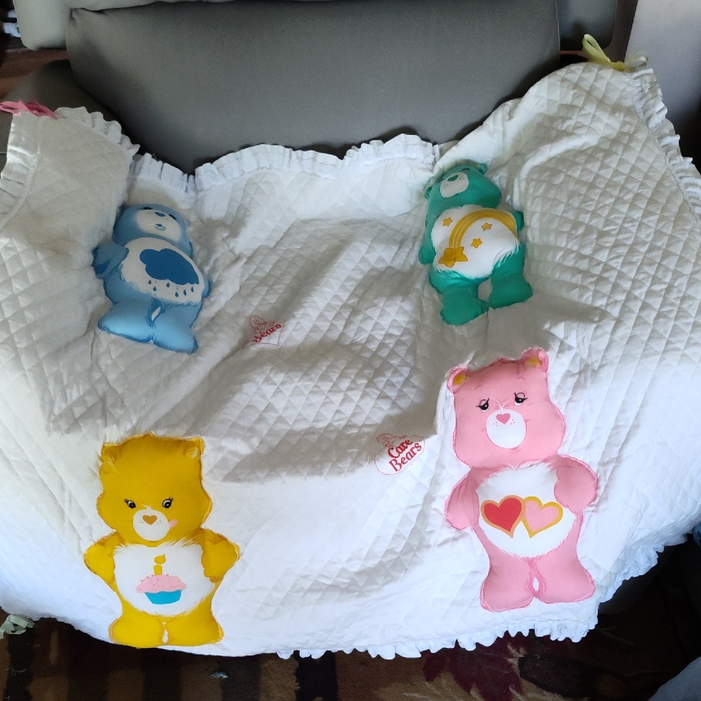 Care Bears White Blanket with Colorful Characters